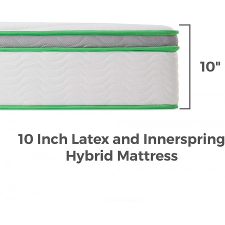 Mighty Rock 12 Inch Latex Hybrid Mattress - Supportive - Responsive Feel - Medium Firm - Temperature Neutral - Full
